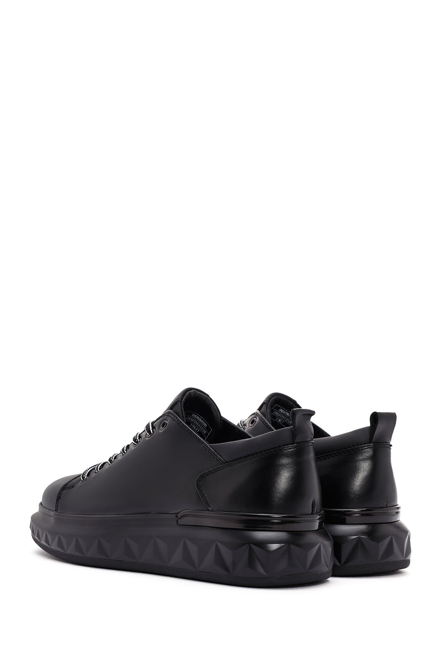 Men's Black Thick Sole Lace Up Leather Sneaker