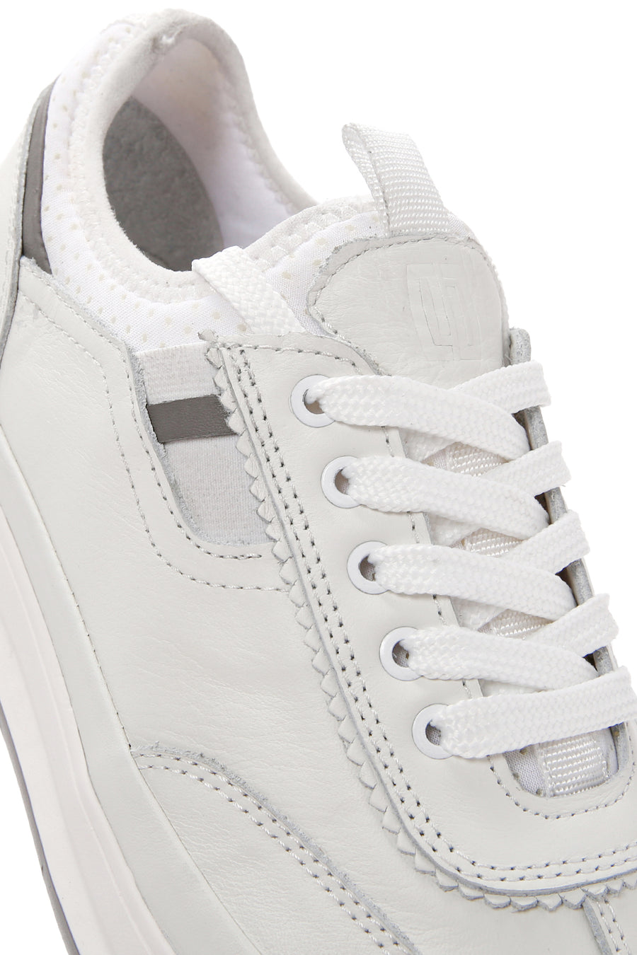 Men's White Lace-Up Leather Sneaker