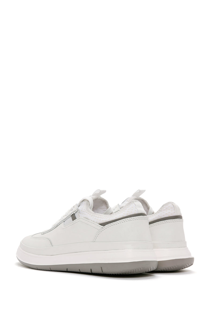 Men's White Lace-Up Leather Sneaker