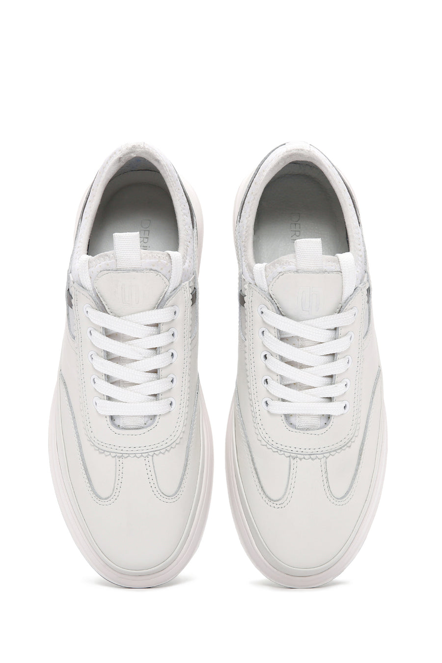 Men's White Lace-Up Leather Sneaker