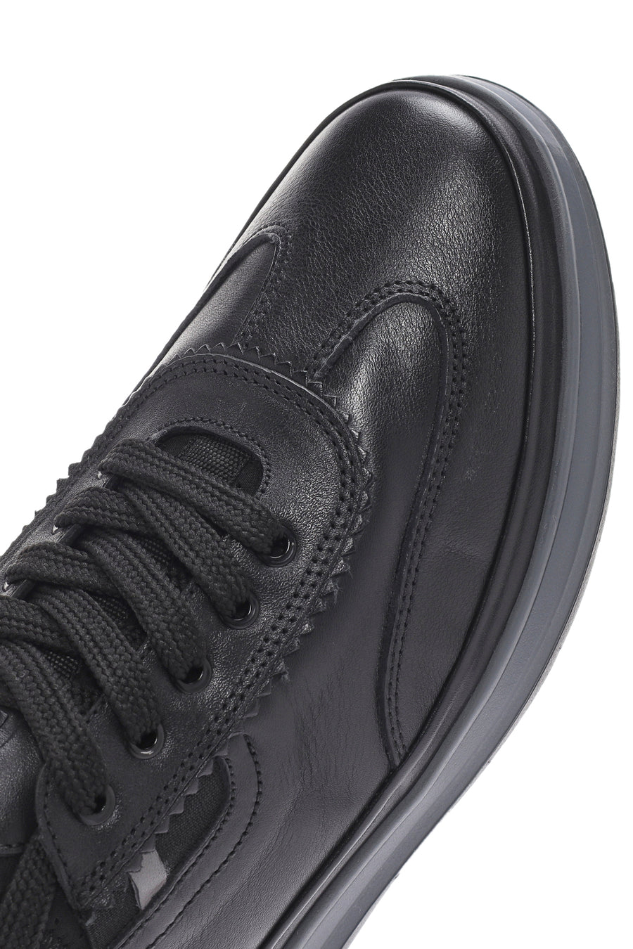 Erkek Siyah Bağcıklı Deri Sneaker