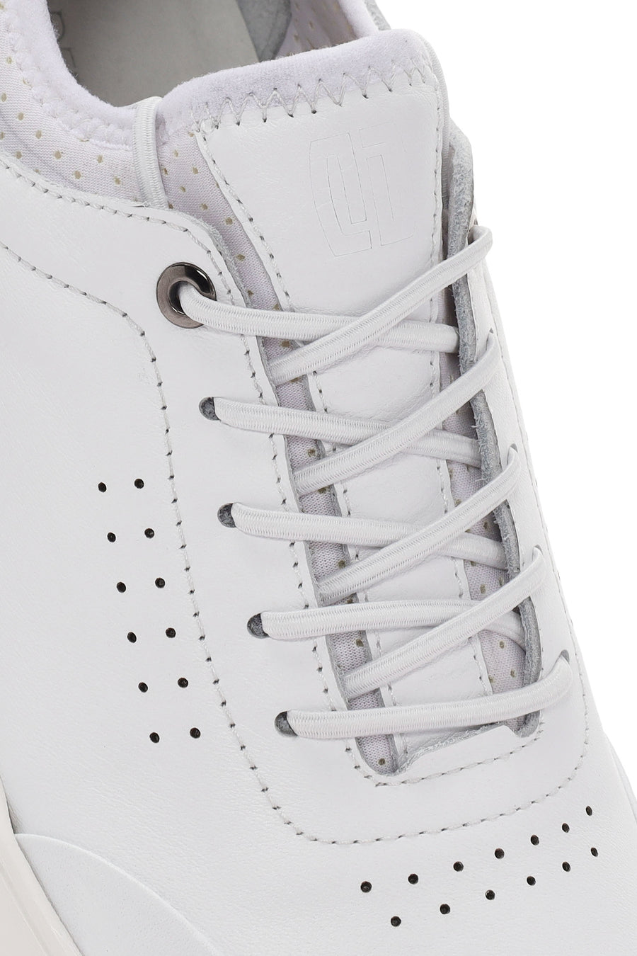 Men's White Lace-up Leather Sneaker