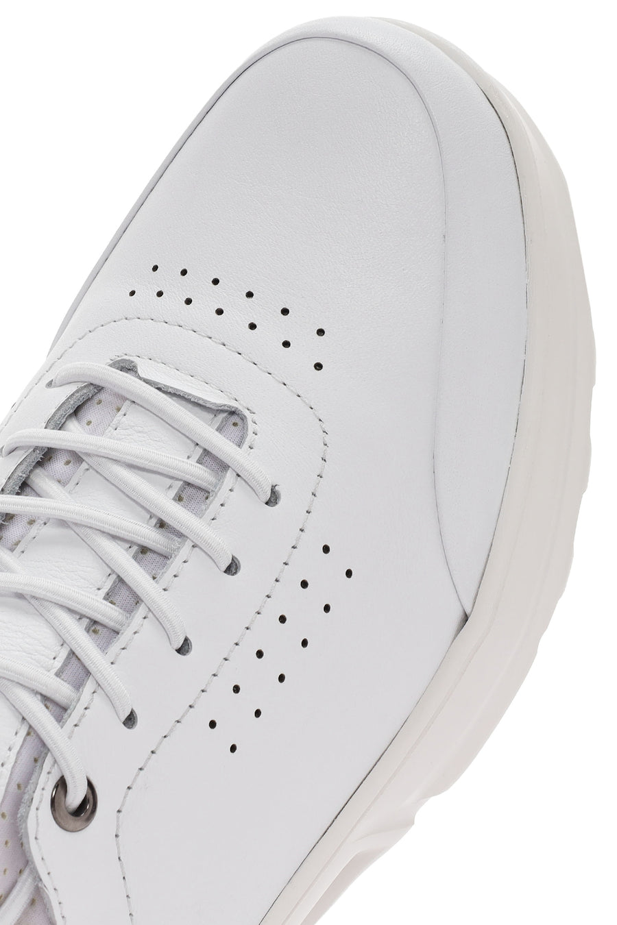Men's White Lace-up Leather Sneaker