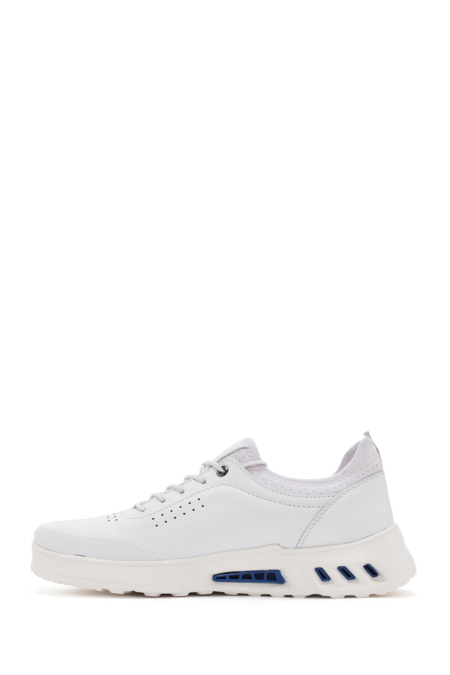 Men's White Lace-up Leather Sneaker