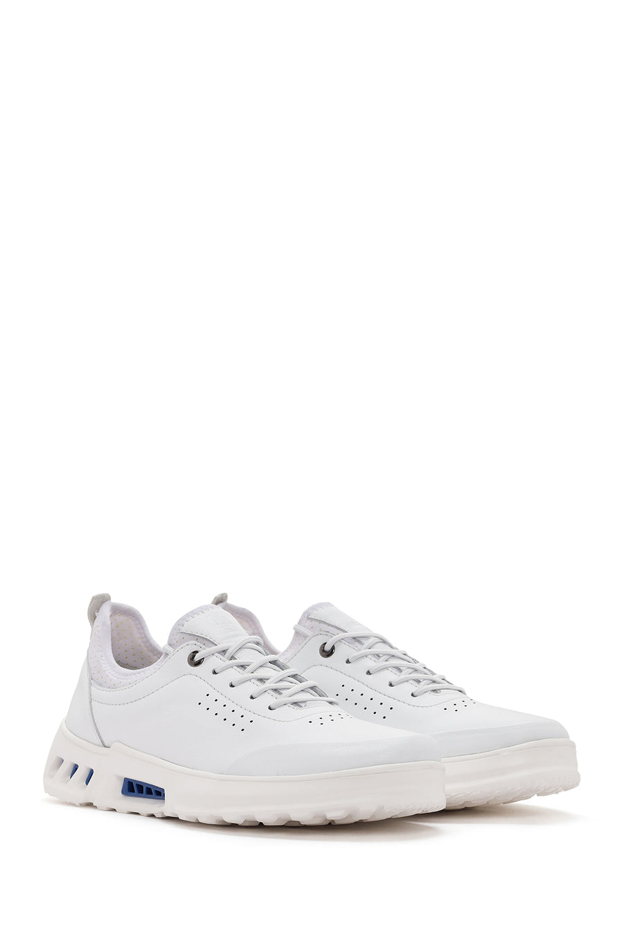 Men's White Lace-up Leather Sneaker