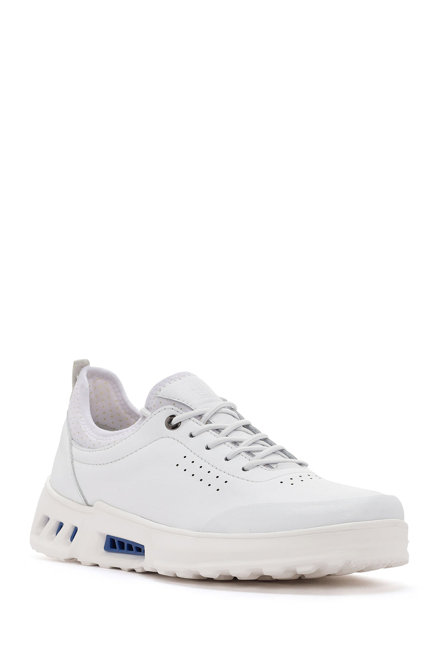 Men's White Lace-up Leather Sneaker