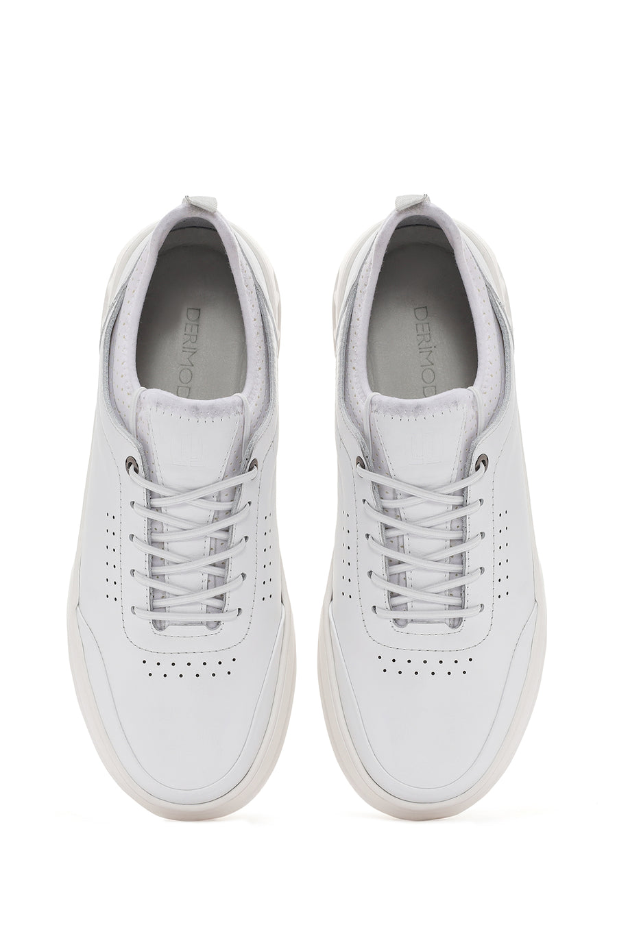 Men's White Lace-up Leather Sneaker