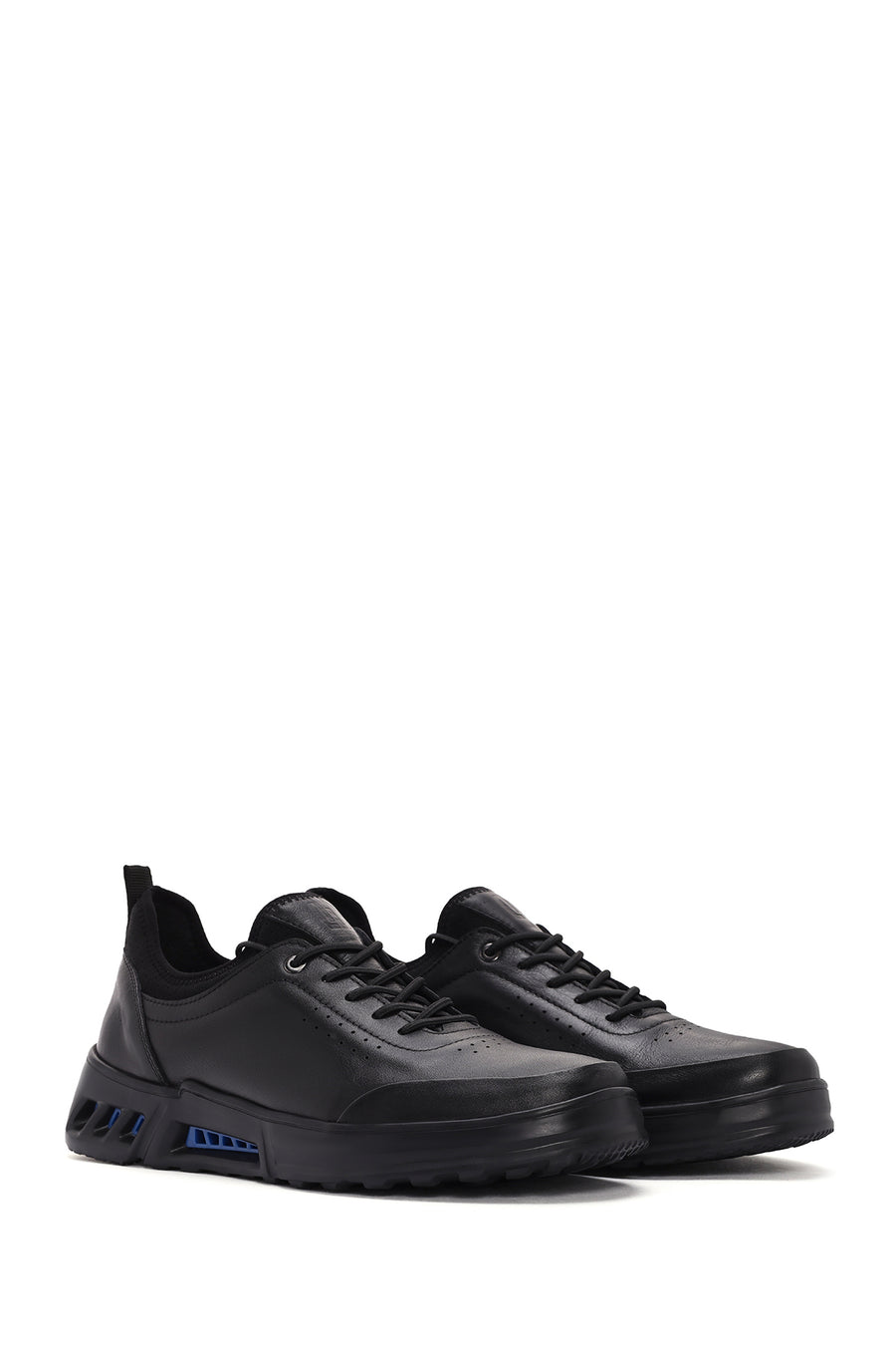 Men's Black Lace-up Leather Sneaker