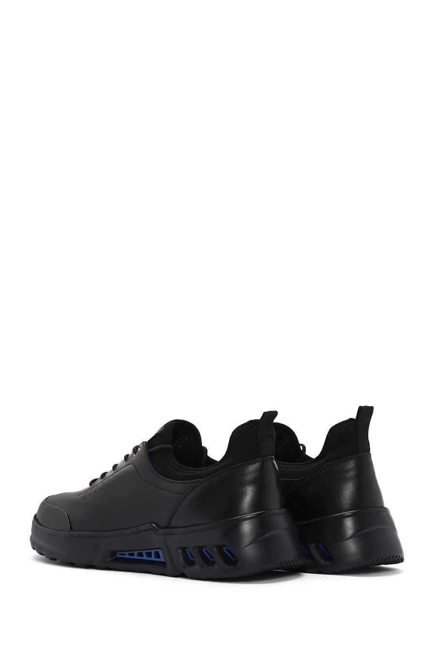 Men's Black Lace-up Leather Sneaker