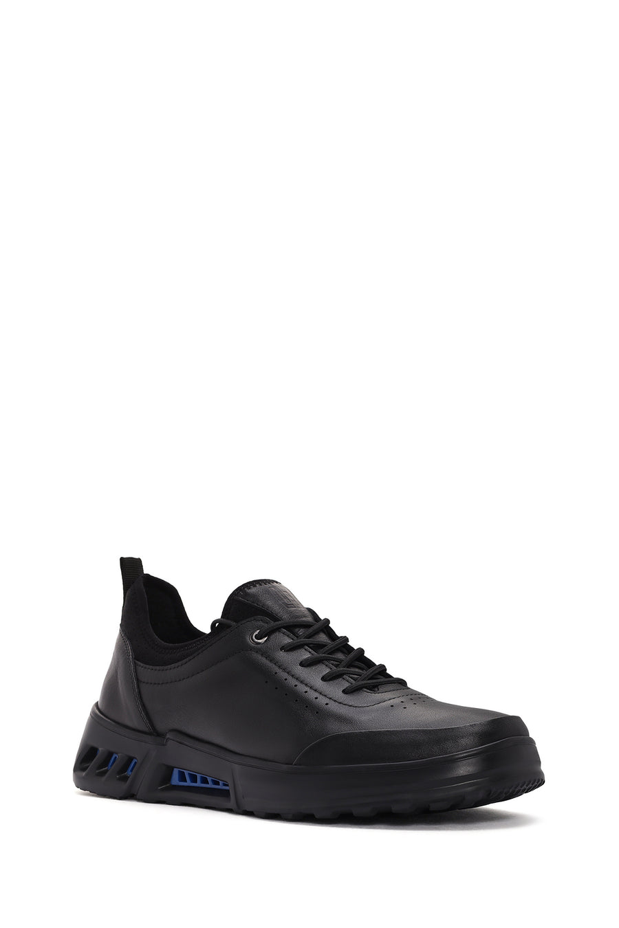 Men's Black Lace-up Leather Sneaker