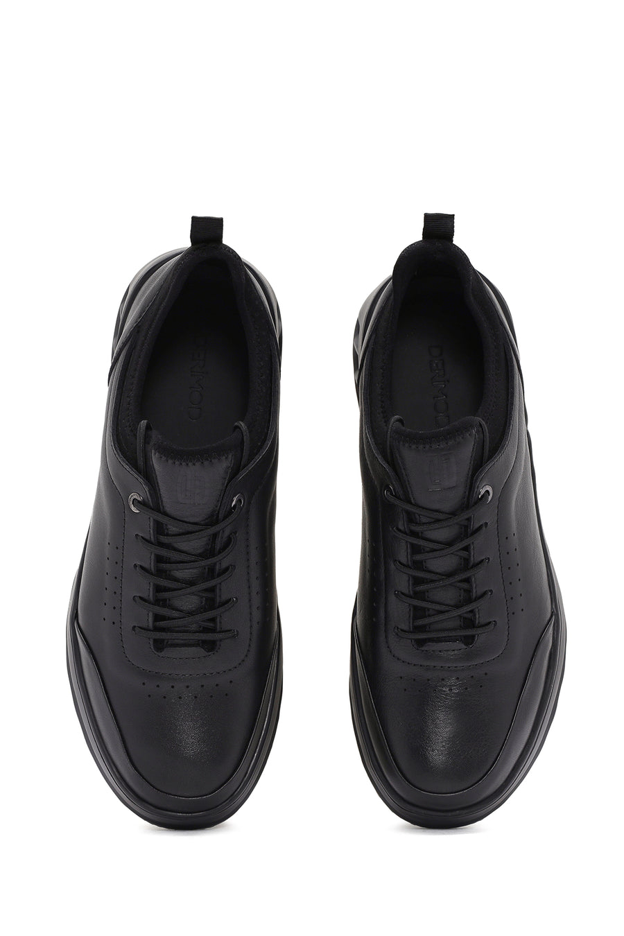 Men's Black Lace-up Leather Sneaker