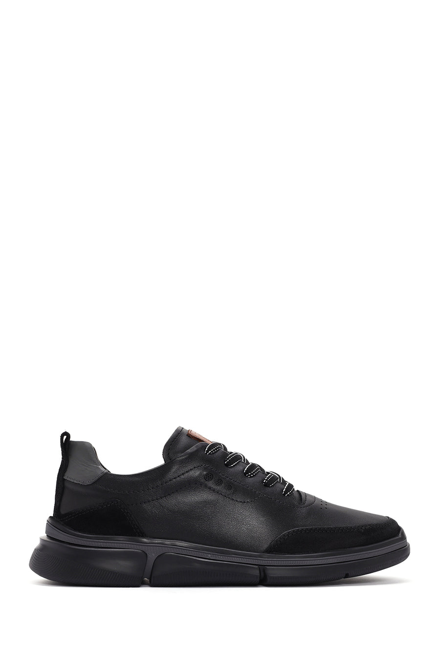 Erkek Siyah Bağcıklı Kalın Tabanlı Deri Sneaker 24SFD623518 | Derimod