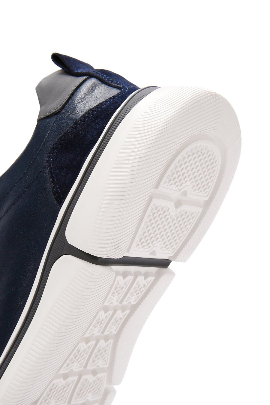 Men's Navy Blue Lace-up Thick-Sole Leather Sneaker