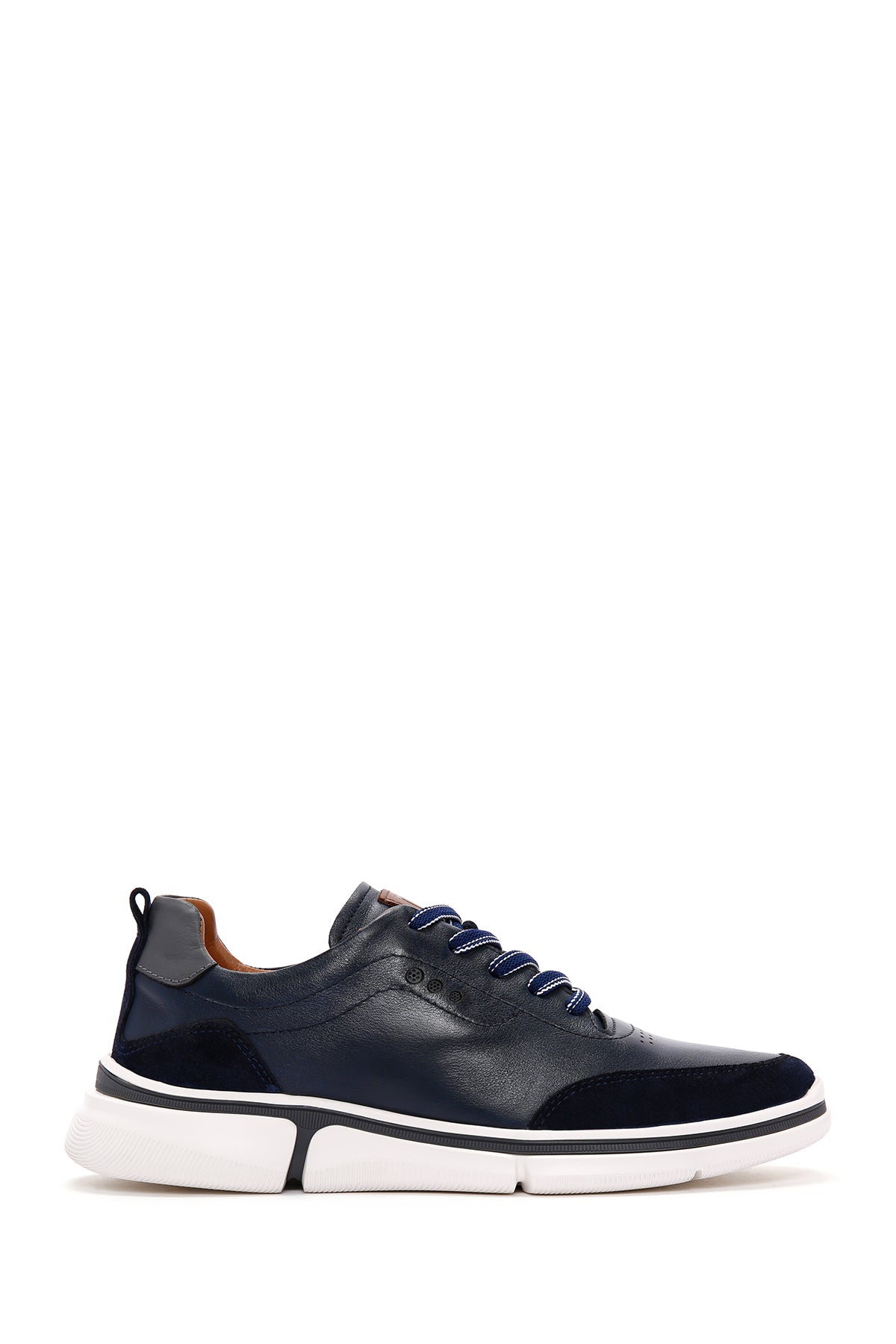 Men's Navy Blue Lace-up Thick-Sole Leather Sneaker 24SFD623518 | Derimod