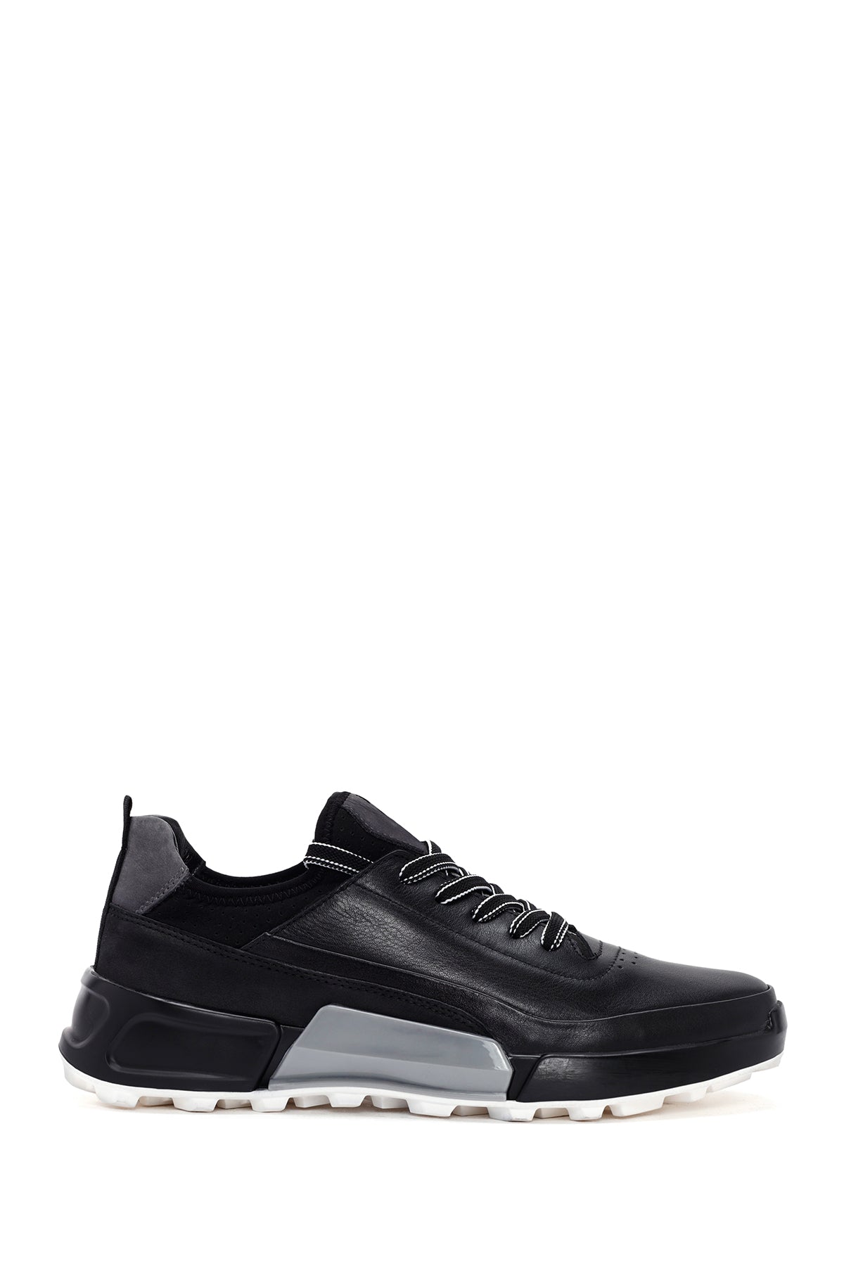 Men's Black Lace-up Thick-Sole Leather Sneaker 24SFD623618 | Derimod