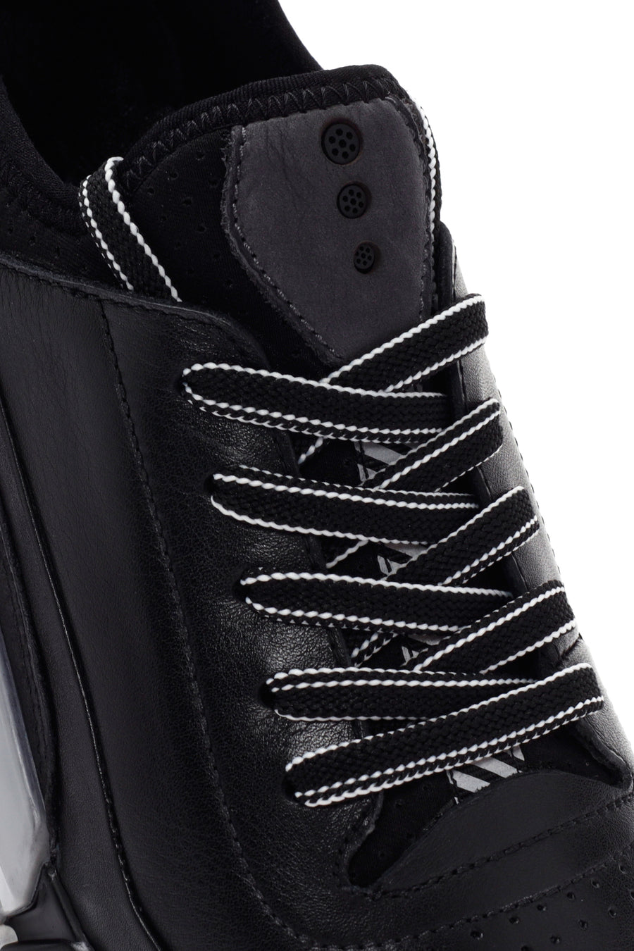 Men's Black Lace-up Thick-Sole Leather Sneaker