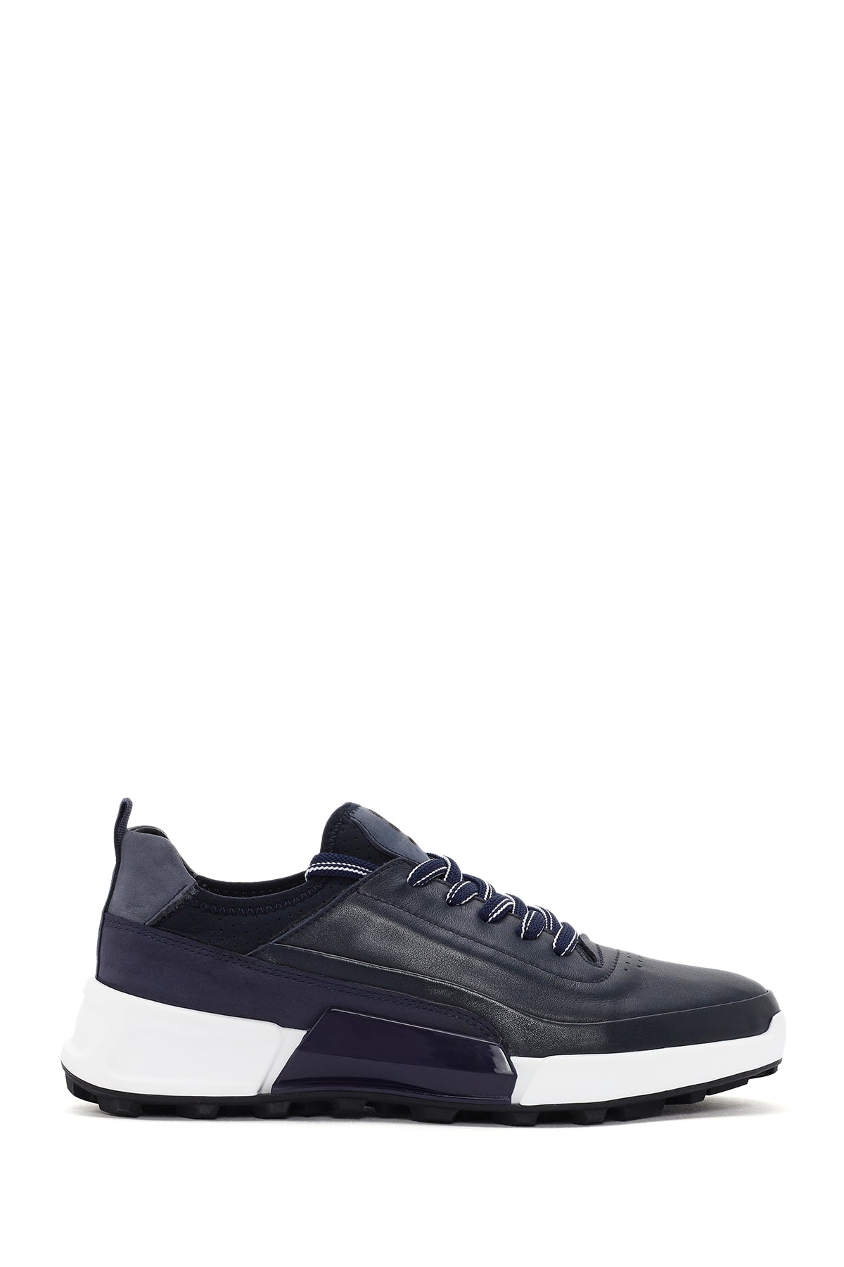 Men's Navy Blue Lace-up Thick-Sole Leather Sneaker 24SFD623618 | Derimod