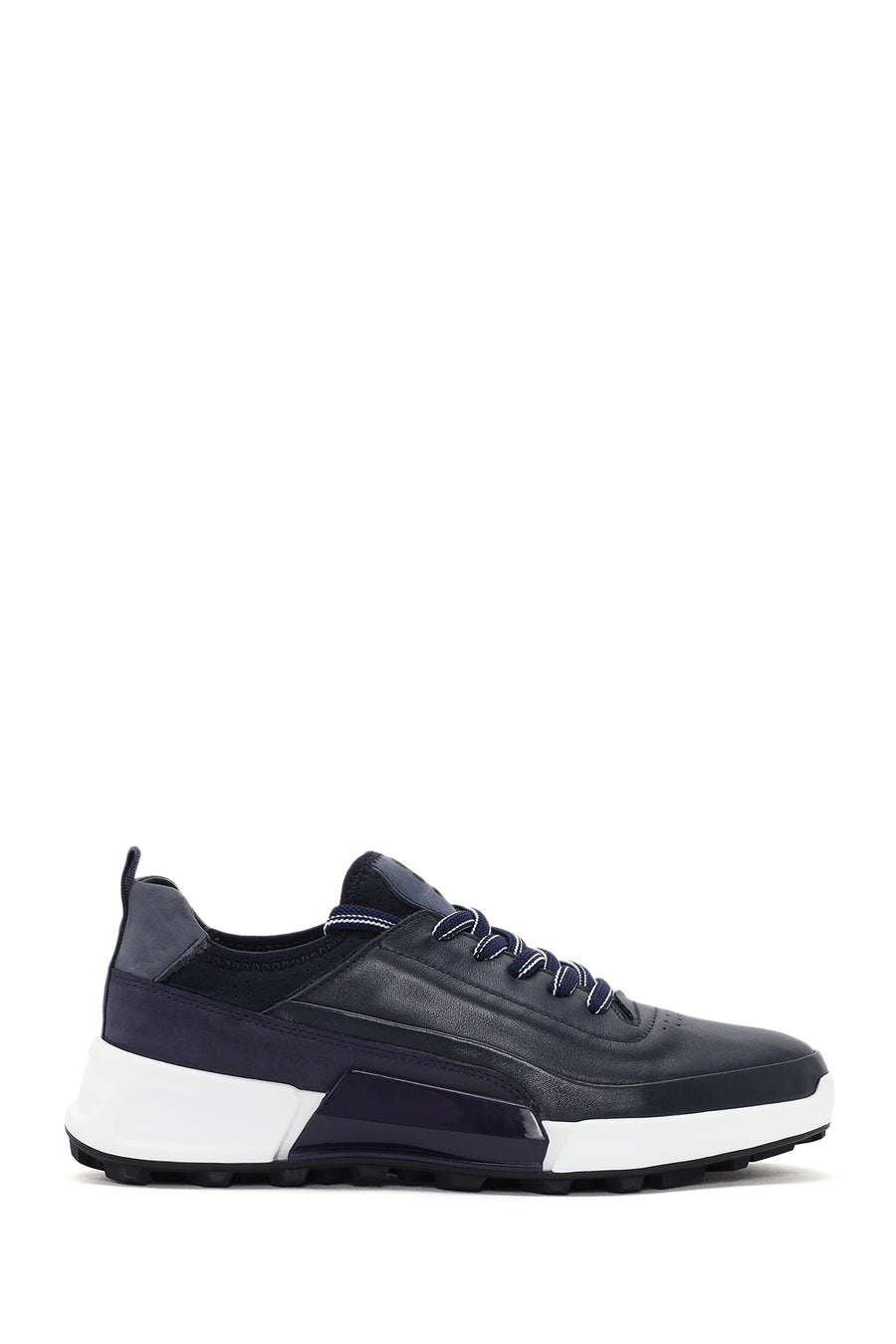 Men's Navy Blue Lace-up Thick-Sole Leather Sneaker 24SFD623618 | Derimod