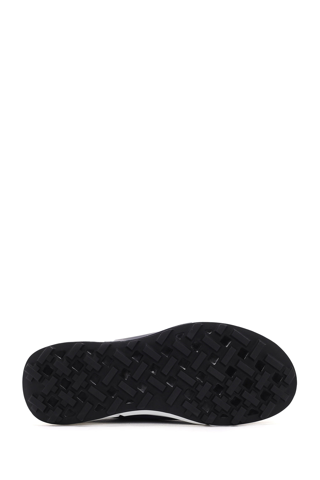 Erkek Lacivert Bağcıklı Kalın Tabanlı Deri Sneaker
