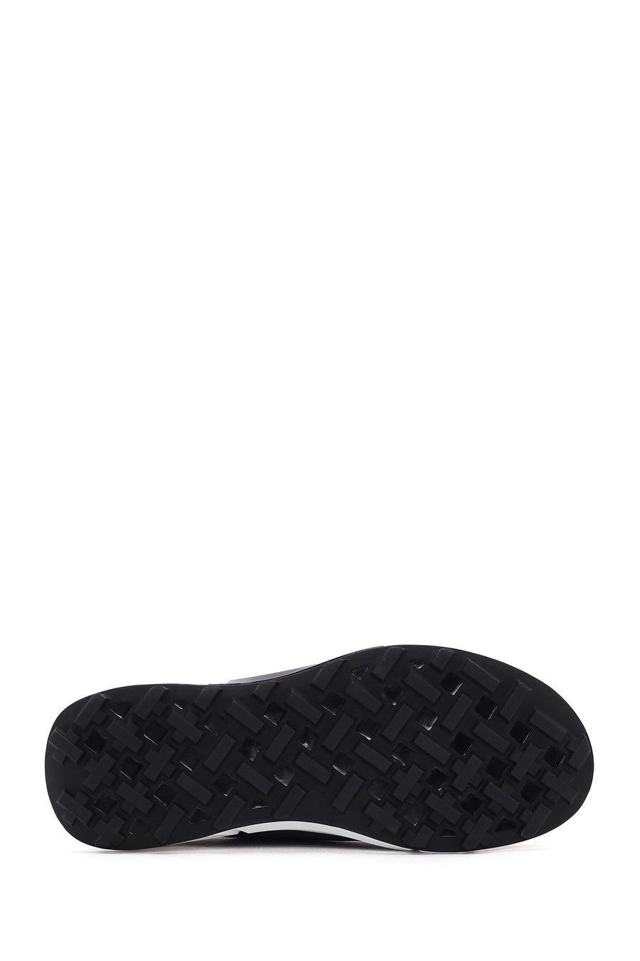 Men's Navy Blue Lace-up Thick-Sole Leather Sneaker