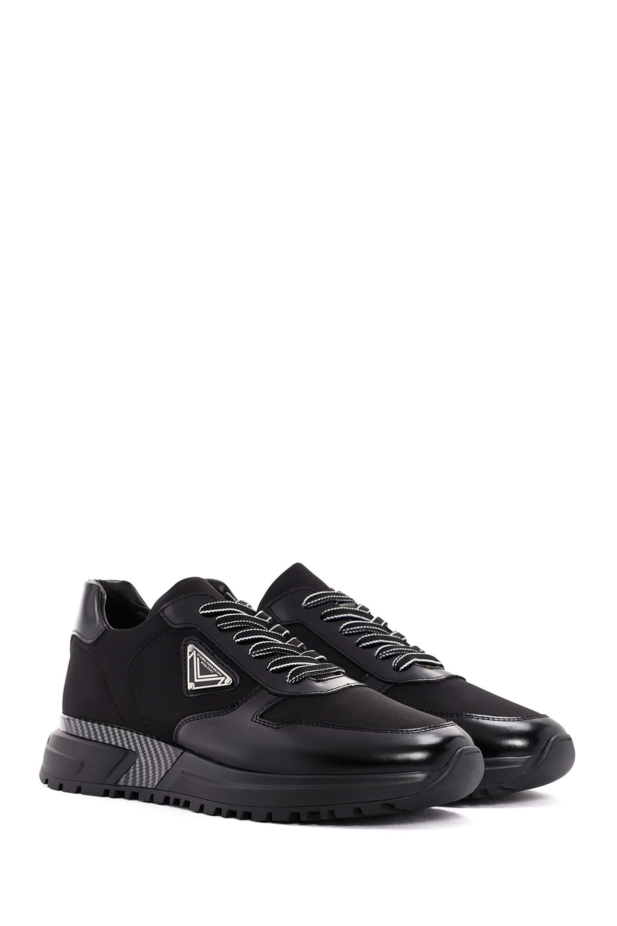 Men's Black Thick Sole Lace Up Leather Sneaker