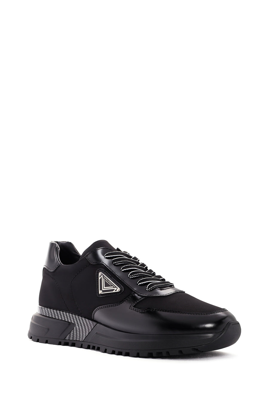 Men's Black Thick Sole Lace Up Leather Sneaker