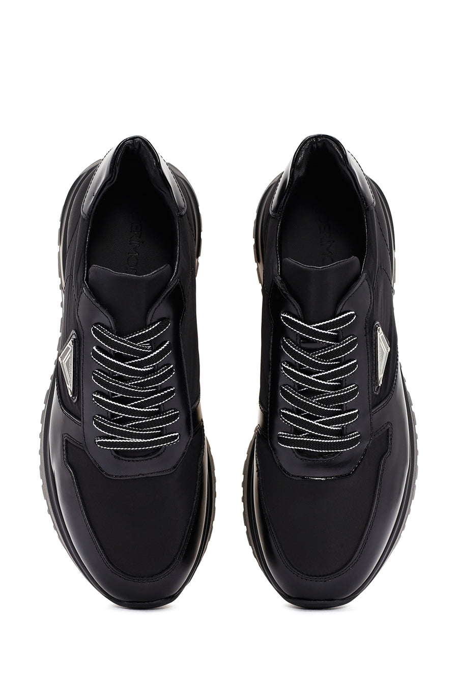 Men's Black Thick Sole Lace Up Leather Sneaker
