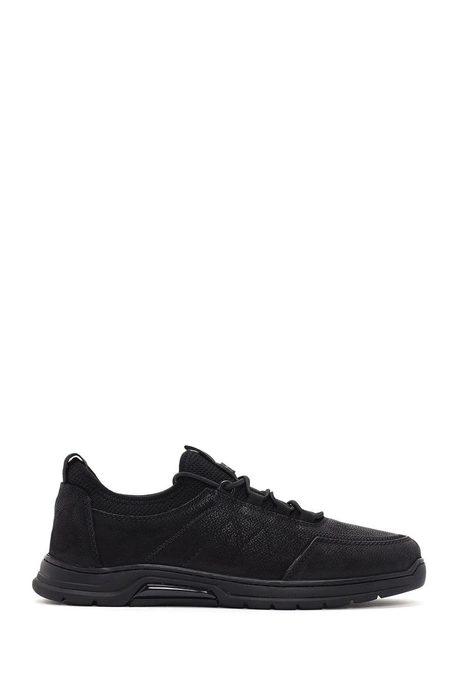 Men's Black Lace-Up Nubuck Leather Casual Sneaker 24SFD6238V3 | Derimod