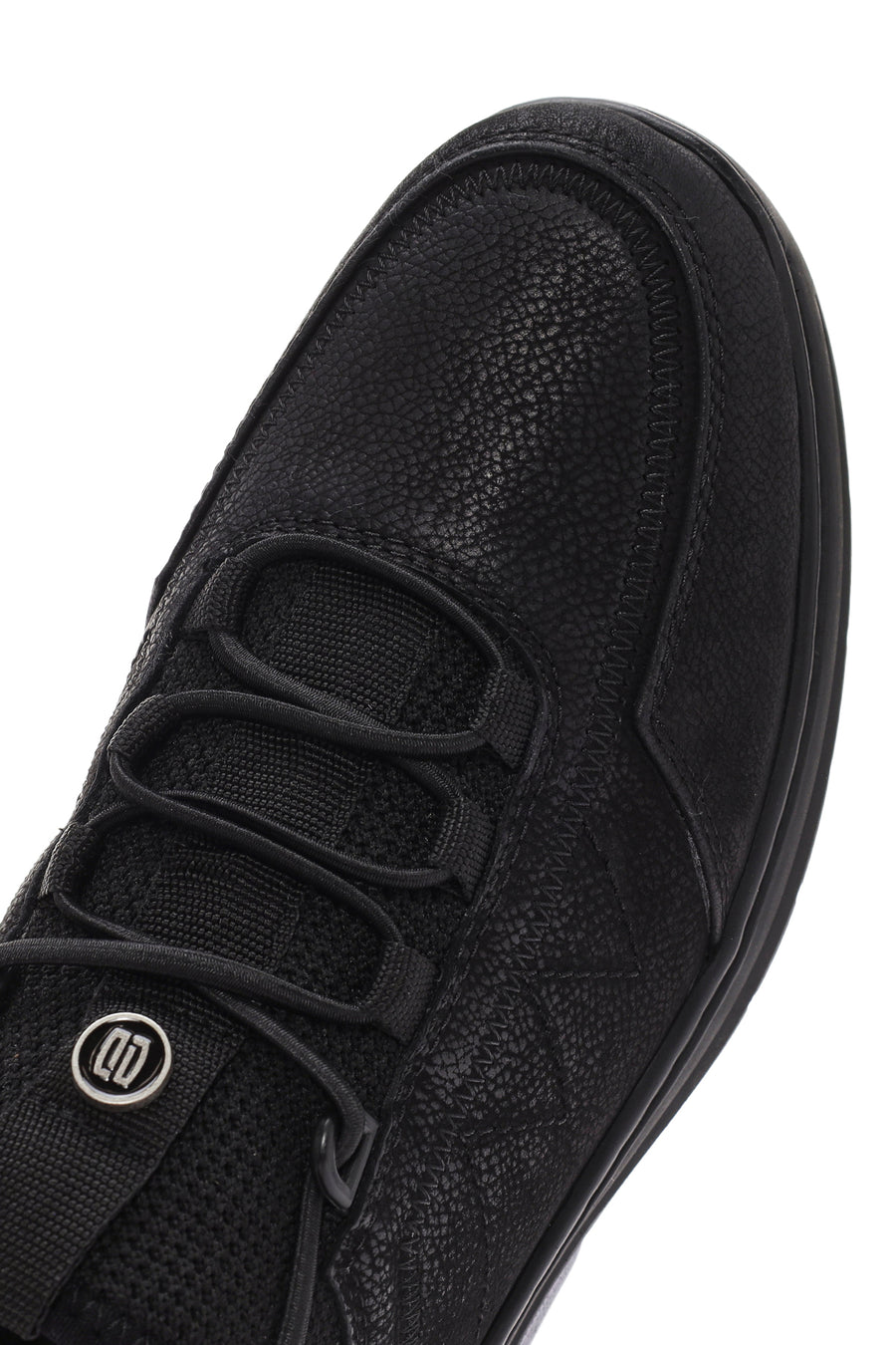 Men's Black Lace-Up Nubuck Leather Casual Sneaker
