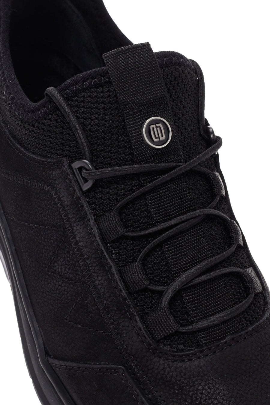 Men's Black Lace-Up Nubuck Leather Casual Sneaker