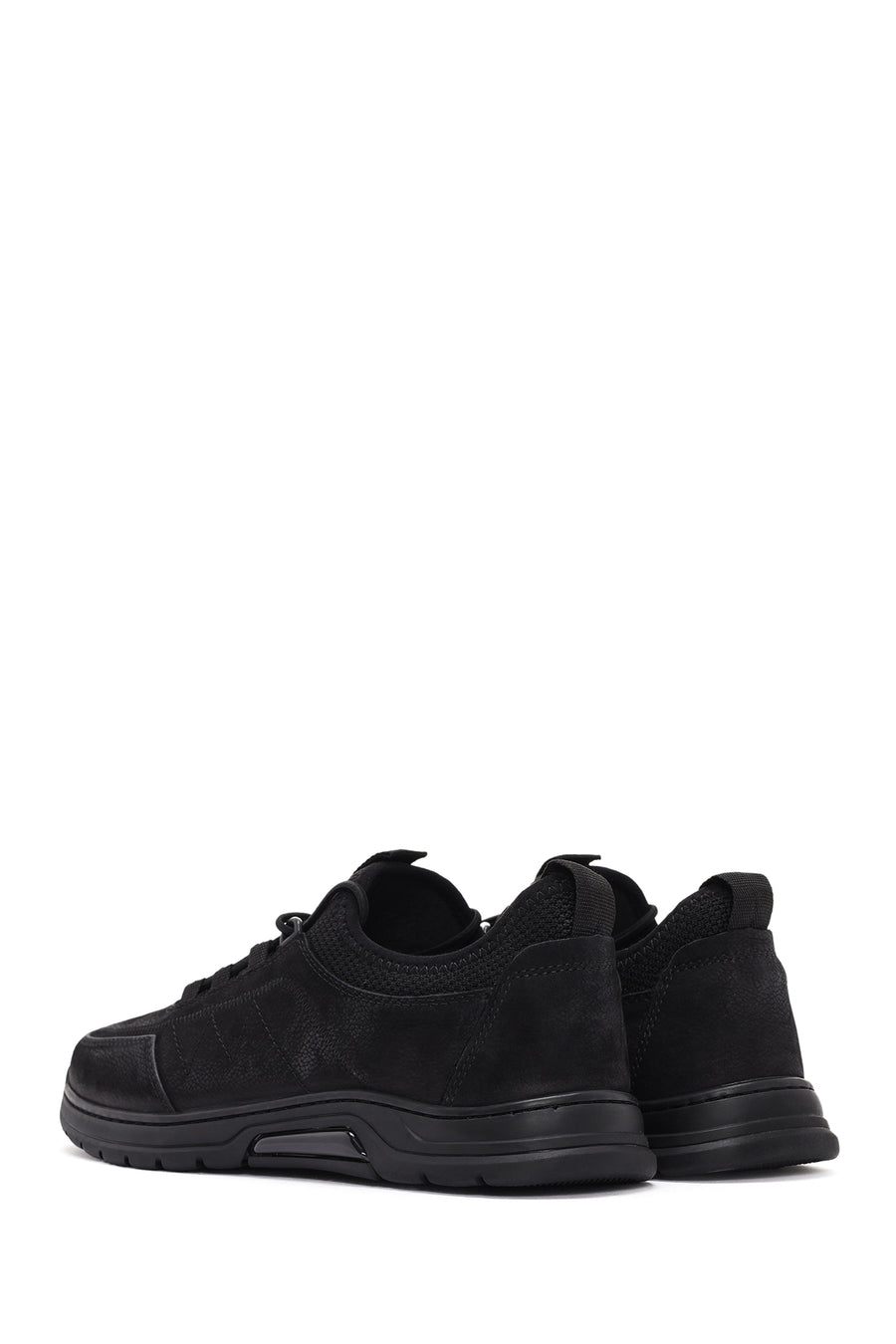Men's Black Lace-Up Nubuck Leather Casual Sneaker