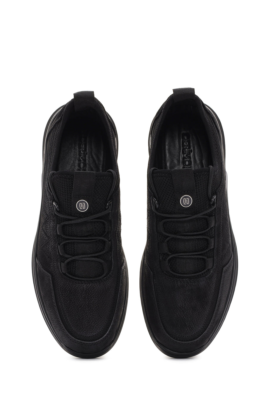 Men's Black Lace-Up Nubuck Leather Casual Sneaker