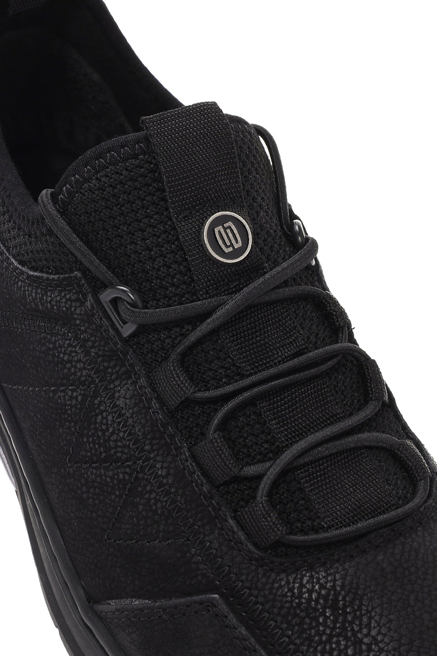 Men's Black Lace-Up Nubuck Leather Casual Sneaker