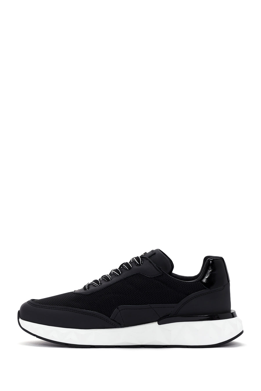 Men's Black Lace-up Leather Sneaker