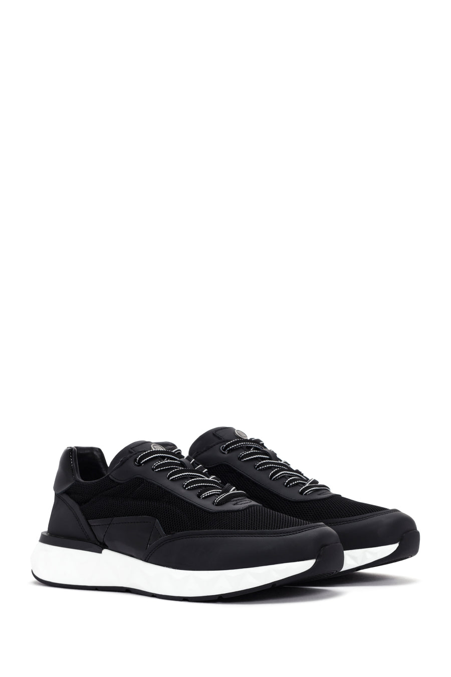 Men's Black Lace-up Leather Sneaker