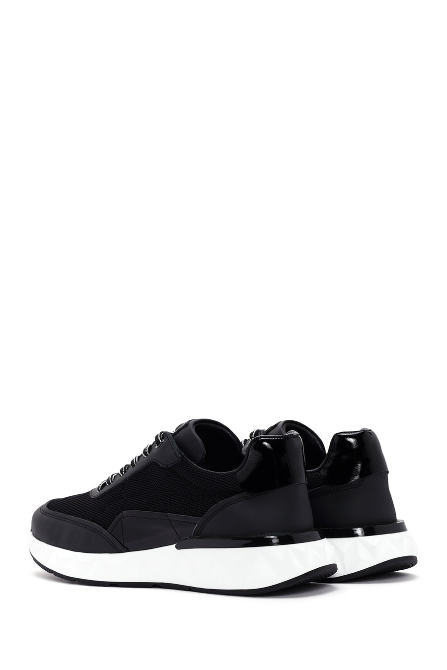 Men's Black Lace-up Leather Sneaker