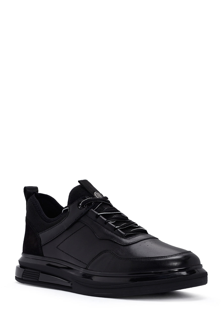 Men's Black Lace-up Leather Sneaker