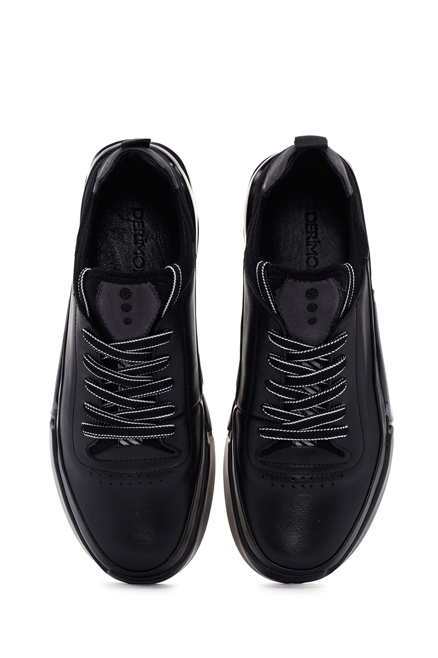 Men's Black Lace-up Leather Sneaker