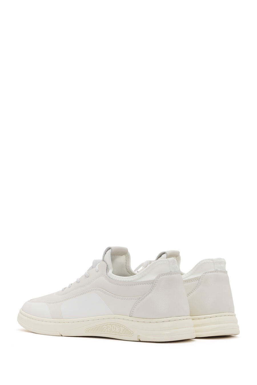 Men's White Lace-up Leather Sneaker