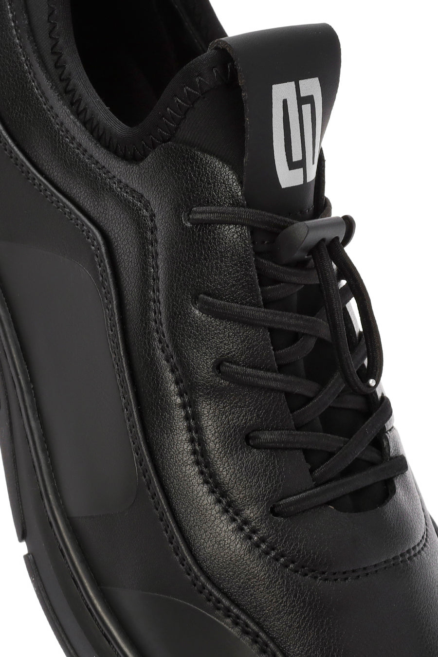 Erkek Siyah Bağcıklı Deri Sneaker
