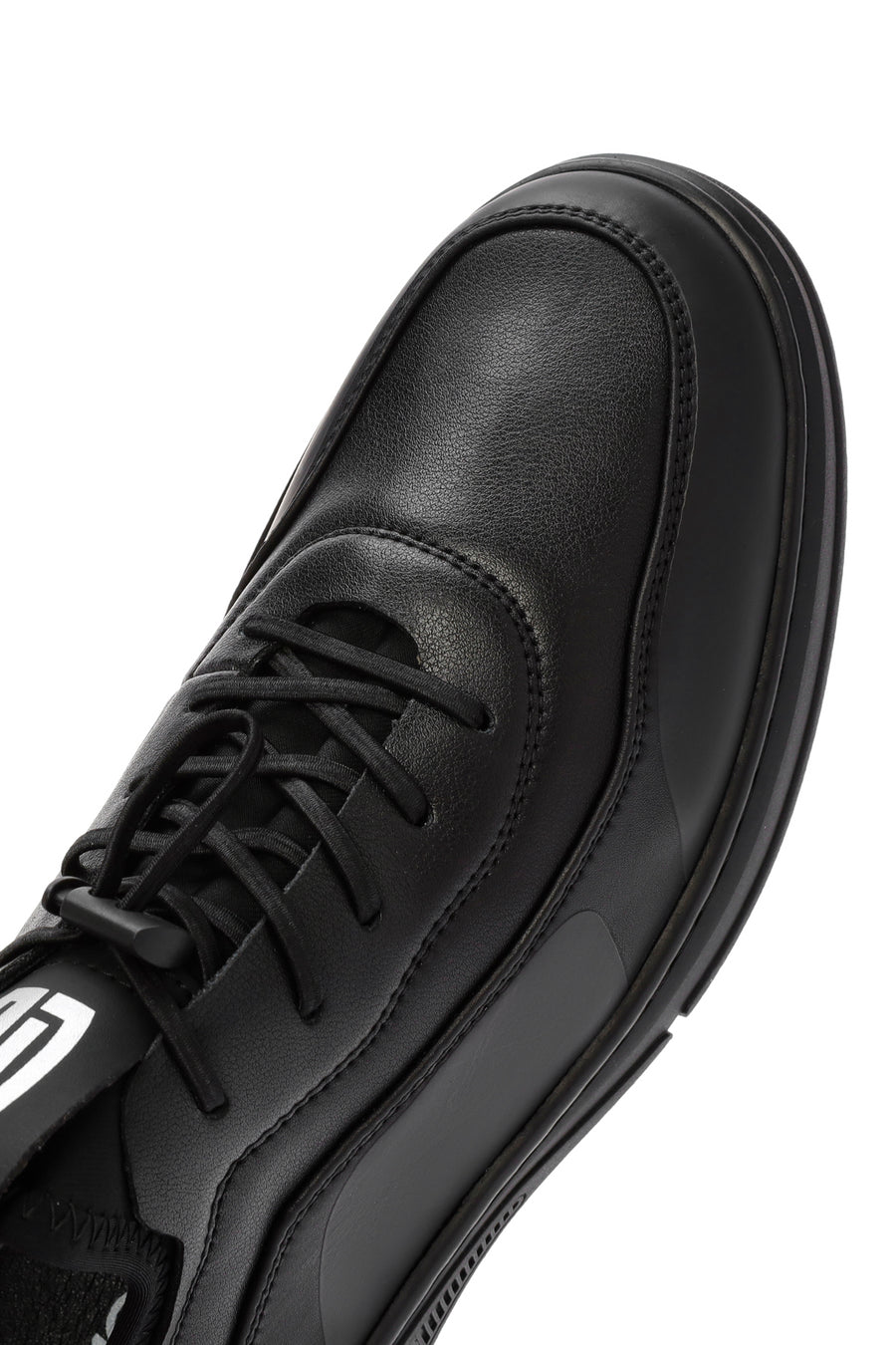 Erkek Siyah Bağcıklı Deri Sneaker