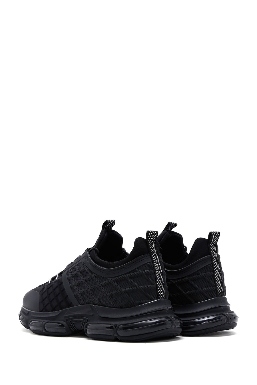 Erkek Siyah Bağcıklı Kalın Tabanlı Deri Sneaker