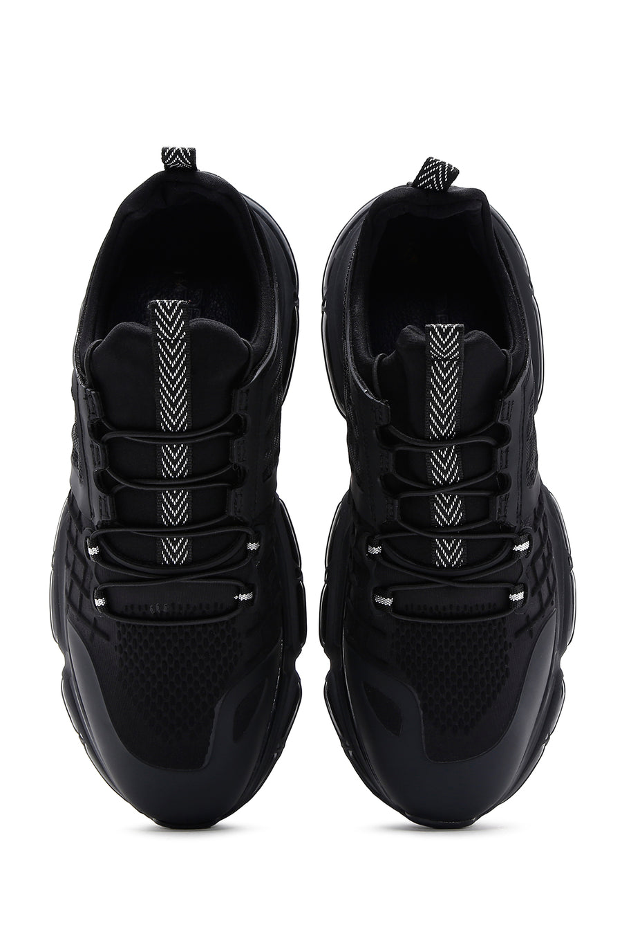 Erkek Siyah Bağcıklı Kalın Tabanlı Deri Sneaker