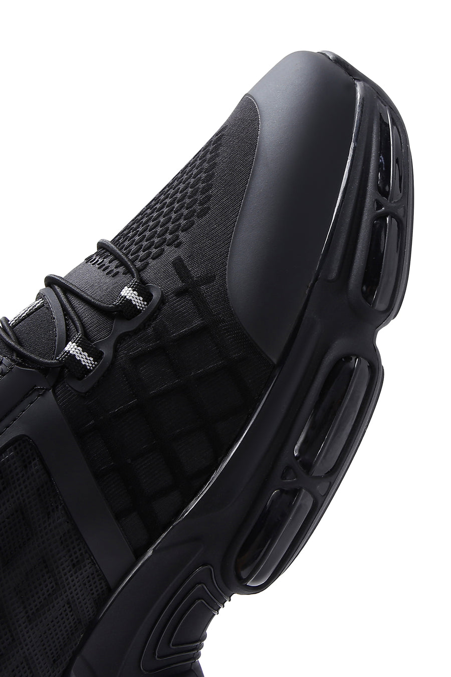 Erkek Siyah Bağcıklı Kalın Tabanlı Deri Sneaker