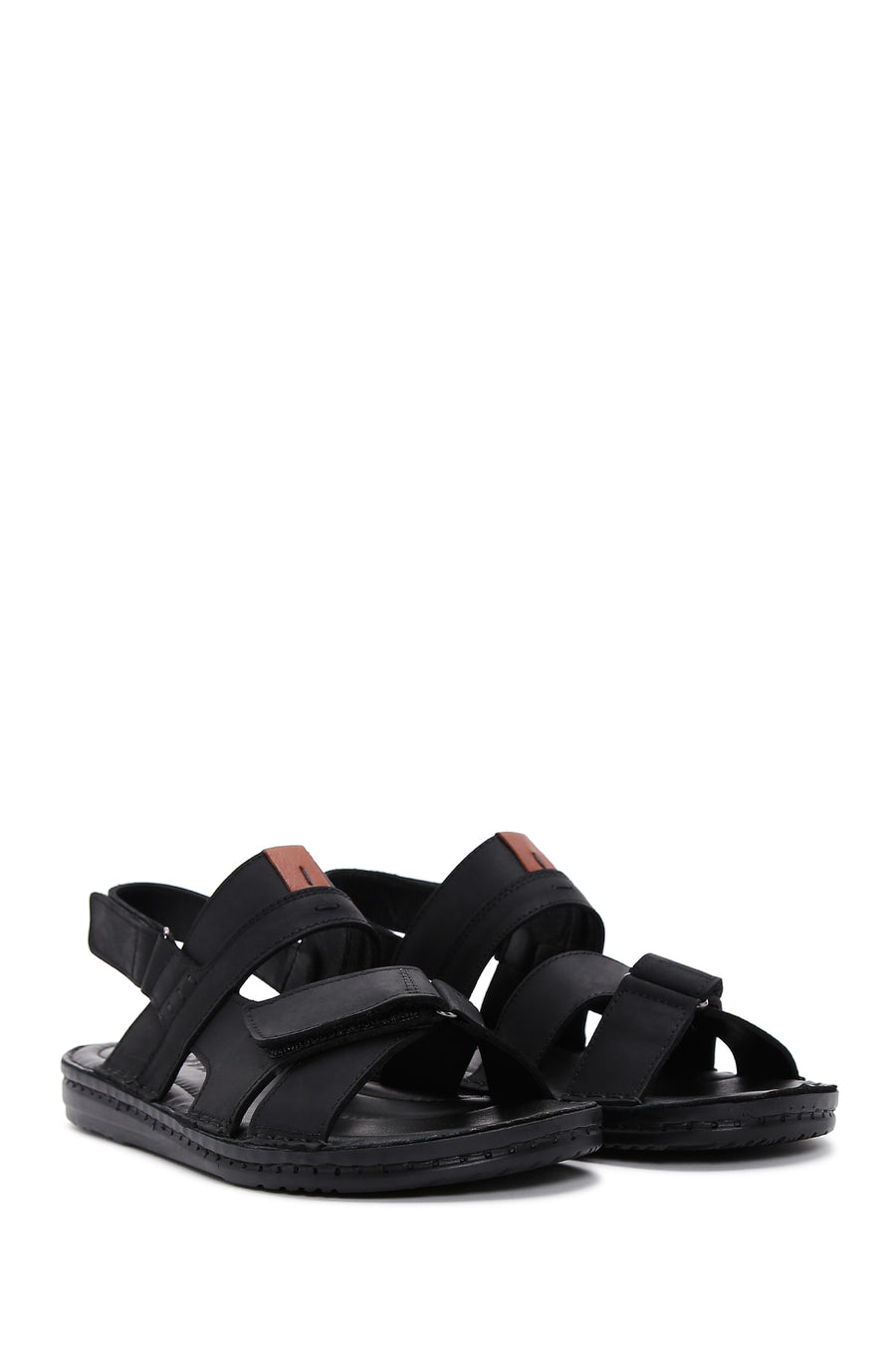 Men's Black Leather Sandals