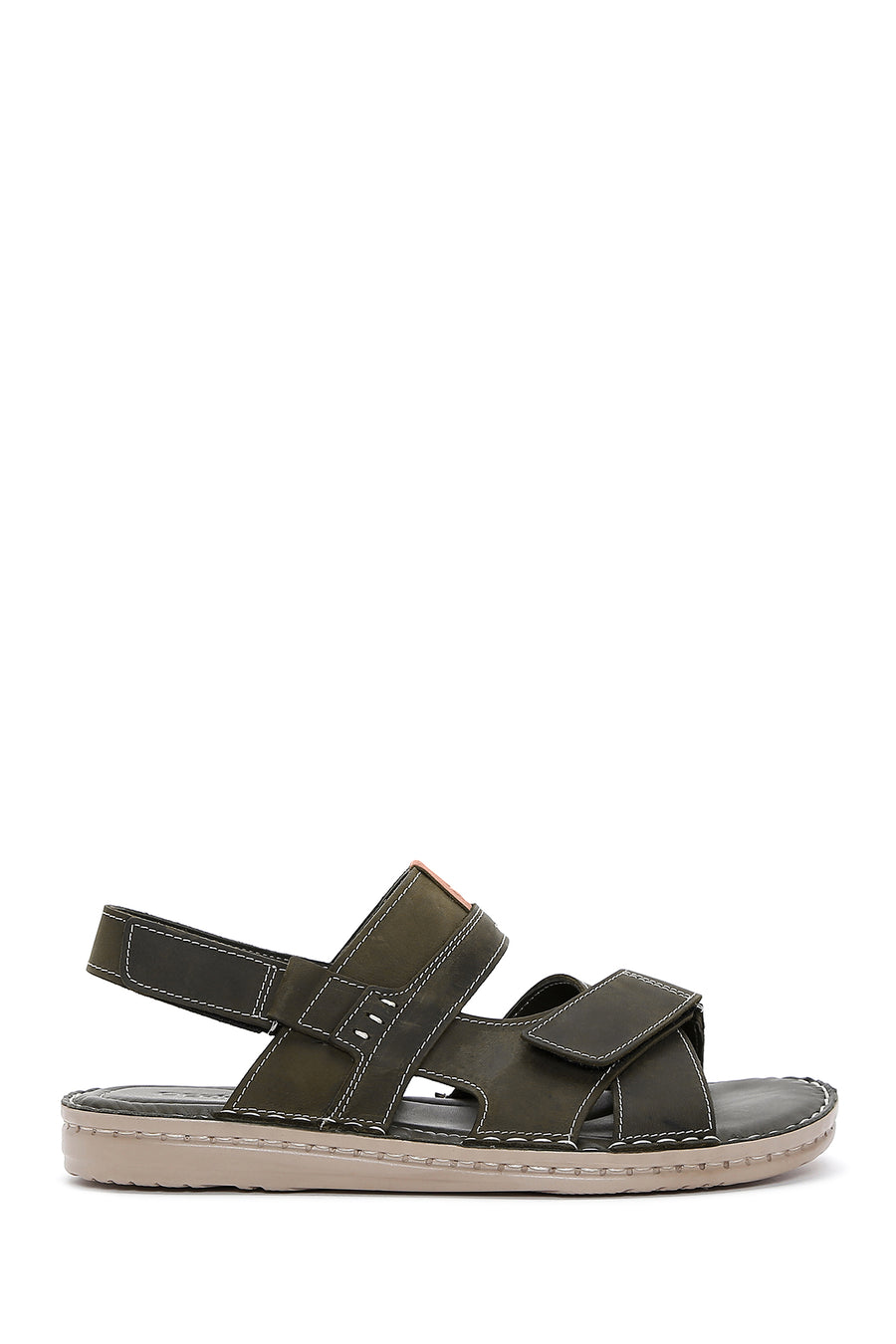 Men's Khaki Leather Sandals 24SFD625018 | Derimod
