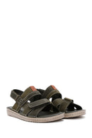 Men's Khaki Leather Sandals | Derimod
