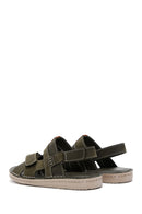 Men's Khaki Leather Sandals | Derimod