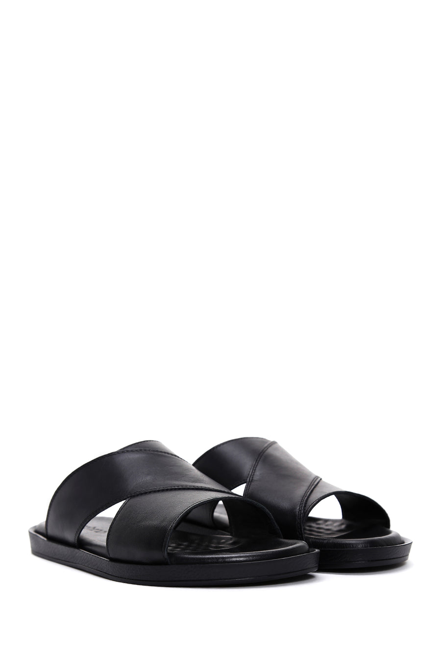 Men's Black Leather Slippers