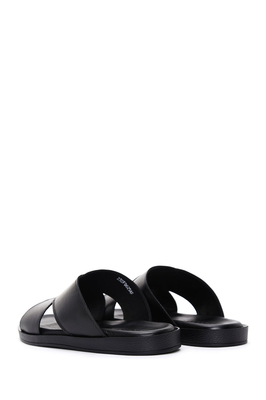 Men's Black Leather Slippers